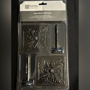 JC Penney Home Collection Decorative Square Leaf Antique Bronze Holdbacks-2 New